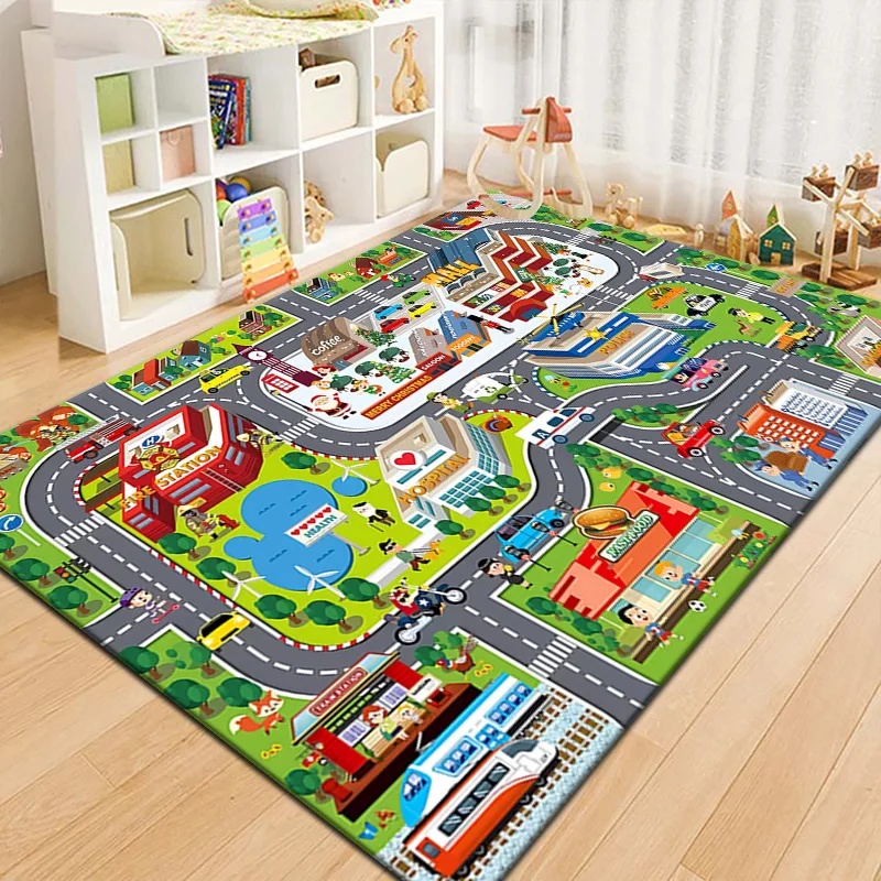 Kids Outdoor Play Area - Красочный игровой коврик-карта города для детей,